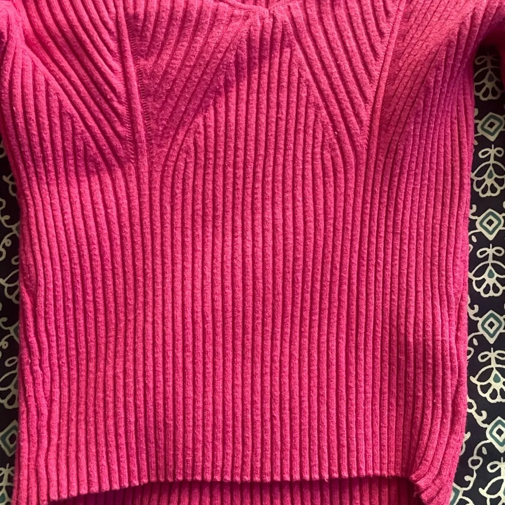 Pink Ribbed Knit Sweater Top - Picture 6 of 7